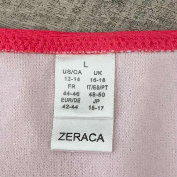 🌺 Zeraca Halter Coral Pink Bright Fringe Halter Tie Bikini Set L (12-14) - Picture 11 of 15